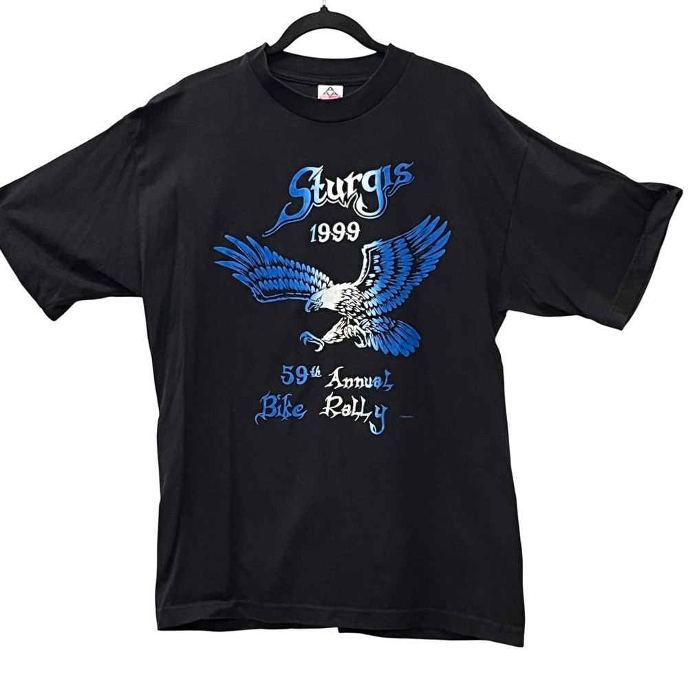 Vintage 1999 Sturgis 59th Annual Bike Rally T-Shirt Eagle Black XL Souvenir